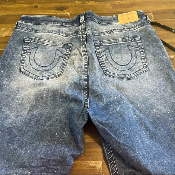 True Religion Curvy Plus Size Jeans Stretchy Splatter Dark Blue 42 3XL 22 - Picture 5 of 13